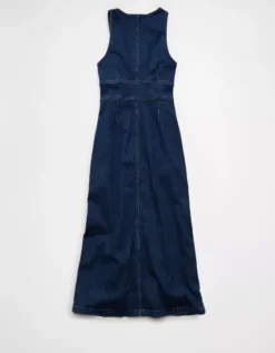 AE V-Neck Denim Maxi Dress Dark Wash -American Eagle Fashion 1399 8662 896 b