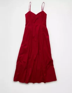 AE Sweetheart Drop Waist Midi Dress Berry -American Eagle Fashion 1399 8687 669 f