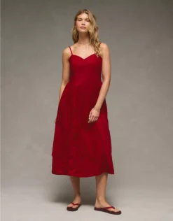 AE Sweetheart Drop Waist Midi Dress Berry