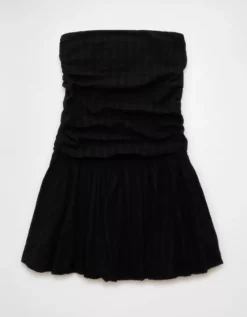 AE Strapless Drop Waist Mini Bubble Dress Black -American Eagle Fashion 1399 8688 001 f