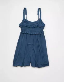 AE Ruffle Babydoll Romper Navy -American Eagle Fashion 1399 8694 410 b