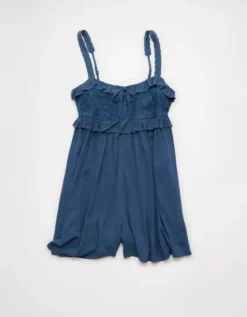 AE Ruffle Babydoll Romper Navy -American Eagle Fashion 1399 8694 410 f