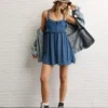 AE Ruffle Babydoll Romper Navy