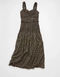 AE Catie Corset Smocked Floral Midi Dress Floral -American Eagle Fashion 1399 8695 459 f