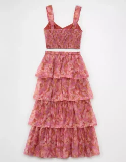 AE Floral Organza Maxi Skirt Set Pink -American Eagle Fashion 1399 8731 615 b