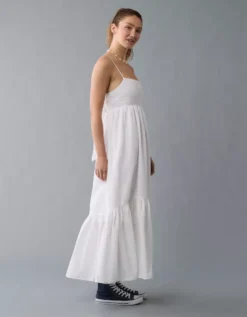 AE Tie Back Babydoll Maxi Dress Cream -American Eagle Fashion 1399 8733 106 os