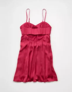 AE Satin Sweetheart Mini Slip Dress Pink -American Eagle Fashion 1399 8737 615 b