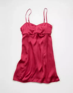 AE Satin Sweetheart Mini Slip Dress Pink -American Eagle Fashion 1399 8737 615 f