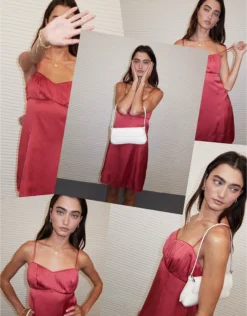 AE Satin Sweetheart Mini Slip Dress Pink