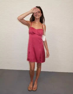 AE Satin Sweetheart Mini Slip Dress Pink -American Eagle Fashion 1399 8737 615 l2