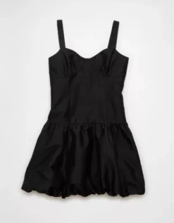 AE Corset Drop Waist Bubble Mini Dress Black -American Eagle Fashion 1399 8740 001 f
