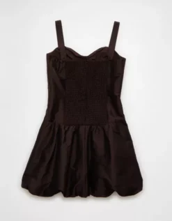 AE Corset Drop Waist Bubble Mini Dress Brown -American Eagle Fashion 1399 8740 200 b