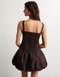 AE Corset Drop Waist Bubble Mini Dress Brown -American Eagle Fashion 1399 8740 200 ob