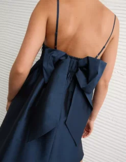 AE Bow Back Babydoll Mini Dress Dark Blue -American Eagle Fashion 1399 8744 451 ob