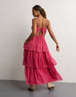 AE Sweetheart Tiered Maxi Dress Pink -American Eagle Fashion 1399 8750 615 ob