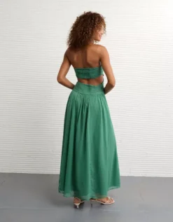 AE Strapless Cut-Out Maxi Dress Green Alpine -American Eagle Fashion 1399 8753 283 ob