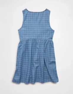 AE V-Neck Denim Striped Mini Shift Dress Medium Wash -American Eagle Fashion 1399 8765 936 b