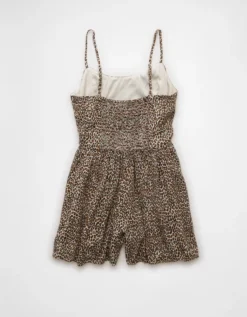 AE Ruched Bodice Leopard Corset Romper Multi -American Eagle Fashion 1399 8772 900 b