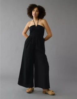AE Cut-Out Halter Jumpsuit Black