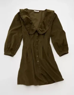 AE Button-Front Mini Dress Briar -American Eagle Fashion 1399 8791 348 f