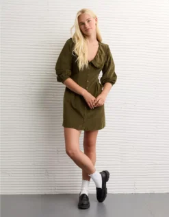 AE Button-Front Mini Dress Briar