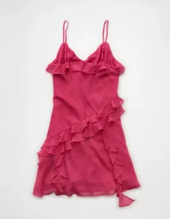 AE Asymmetrical Ruffle Mini Dress Pink -American Eagle Fashion 1399 8801 615 b