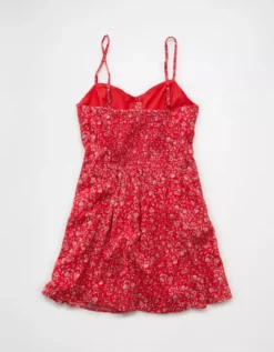 AE Sweetheart Button-Up Mini Dress Red -American Eagle Fashion 1399 8823 600 b