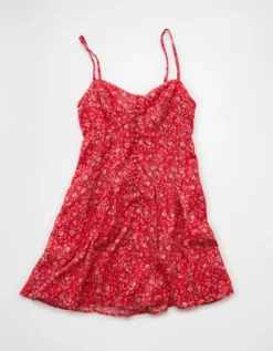 AE Sweetheart Button-Up Mini Dress Red -American Eagle Fashion 1399 8823 600 f