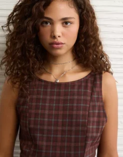 AE High Neck Belted Mini Dress Burgundy -American Eagle Fashion 1399 8855 613 d2