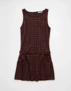 AE High Neck Belted Mini Dress Burgundy -American Eagle Fashion 1399 8855 613 f