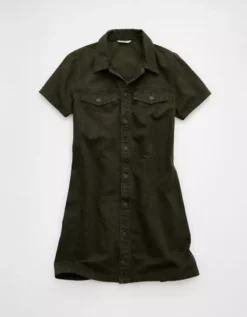 AE Denim Shirt Mini Dress Green -American Eagle Fashion 1399 8900 300 f