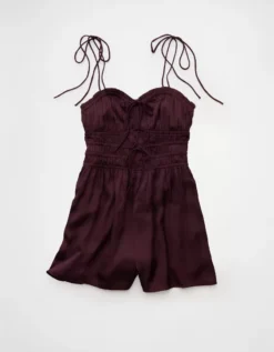 AE Tie Ruched Romper Moonlight -American Eagle Fashion 1399 8932 689 f