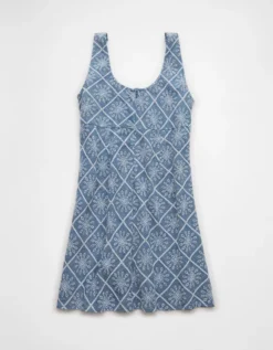 AE Tie Front Eyelet Mini Dress Chambray Blue -American Eagle Fashion 1399 8934 523 b