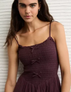 AE Bella Bow Midi Dress Moonlight -American Eagle Fashion 1399 8940 689 os