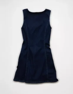 AE Square Neck Denim Mini Dress Dark Wash -American Eagle Fashion 1399 8952 896 b