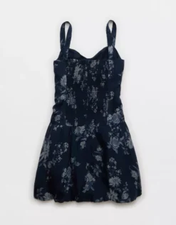 AE Corset Drop Waist Bubble Mini Dress Navy -American Eagle Fashion 1399 8960 410 b