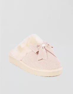 Minnetonka Bow Scuff Slipper Light Pink