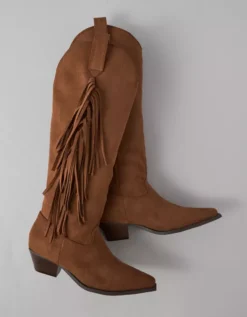 AE Western Fringe Knee High Boot Brown -American Eagle Fashion 1414 6922 200 b