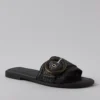 AE Raffia Buckle Slide Sandal Black