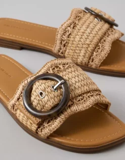 AE Raffia Buckle Slide Sandal Dark Brown 5 AE Raffia Buckle Slide Sandal Dark Brown -American Eagle Fashion 1415 6730 203 d1