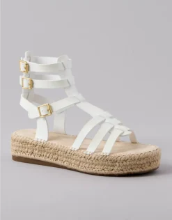 AE Flatform Gladiator Espadrille Sandal White