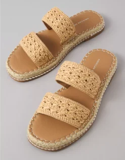 AE Raffia Espadrille Slide Sandal Natural