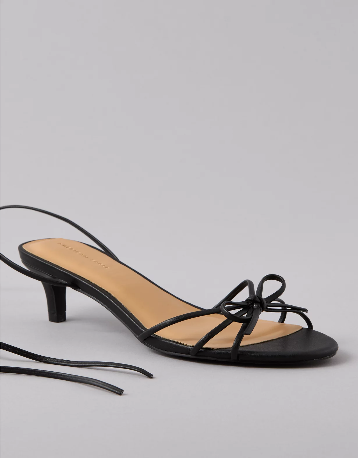 AE Bow Lace-Up Kitten Heels Black 1 AE Bow Lace-Up Kitten Heels Black