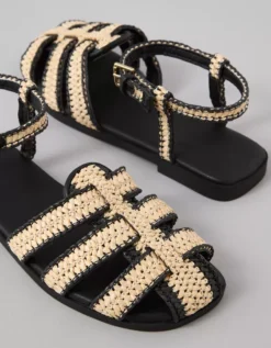 AE Raffia Fisherman Sandal Black 6 AE Raffia Fisherman Sandal Black -American Eagle Fashion 1415 6951 001 d1