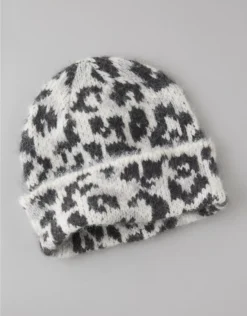 AE Leopard Print Beanie Silver Shadow