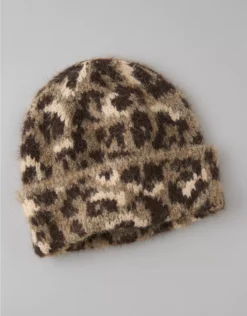 AE Leopard Print Beanie Chocolate