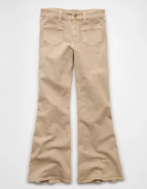 AE Stretch High-Waisted Flare Jean Taupe 3 AE Stretch High-Waisted Flare Jean Taupe - Image 3