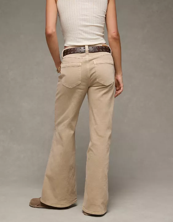 AE Stretch High-Waisted Flare Jean Taupe 2 AE Stretch High-Waisted Flare Jean Taupe - Image 2