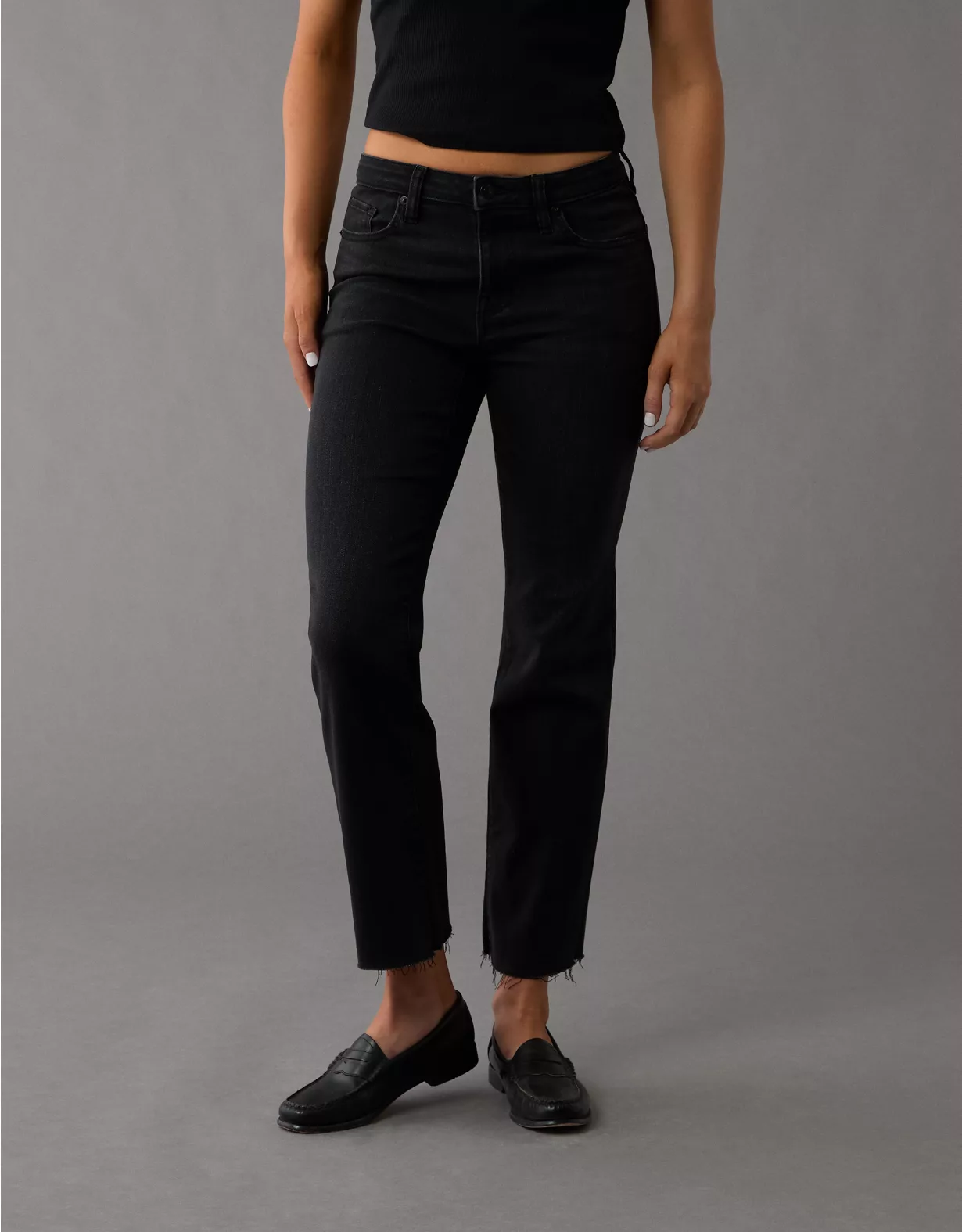 AE Next Level High-Waisted Kick Bootcut Crop Jean Onyx Black 1 AE Next Level High-Waisted Kick Bootcut Crop Jean Onyx Black
