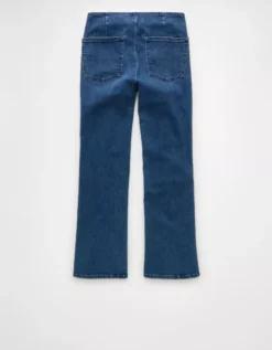AE Luxe Pull-On High-Waisted Kick Bootcut Crop Jean Indigo Waters -American Eagle Fashion 1437 5626 445 b